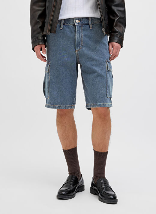 Jack & Jones Mavi Erkek Geniş Fit Denim Şort 12272557_JJIBILL JJWIDE SHORTS AKM 2