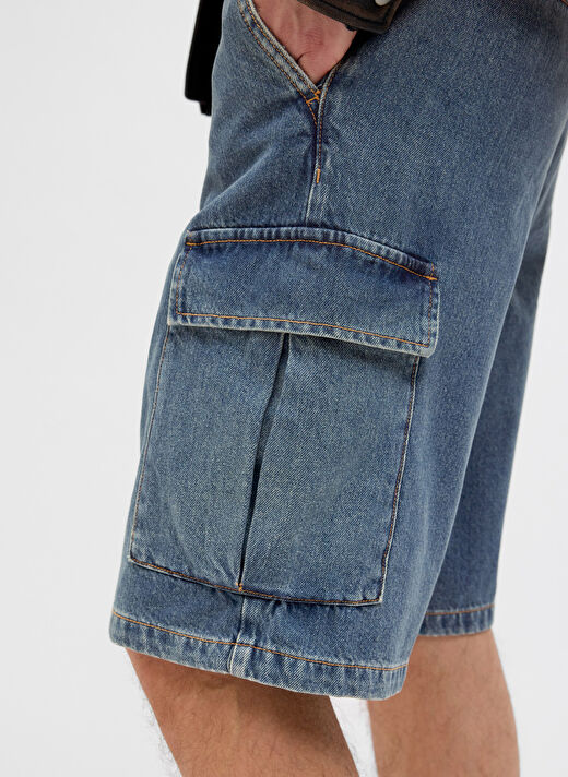 Jack & Jones Mavi Erkek Geniş Fit Denim Şort 12272557_JJIBILL JJWIDE SHORTS AKM 3