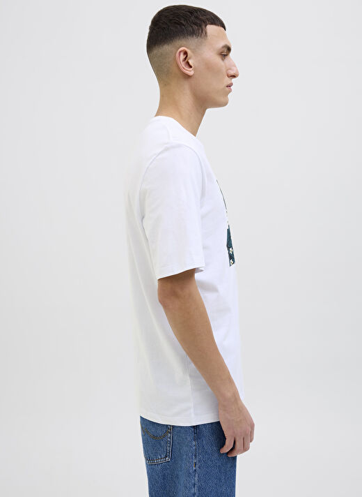Jack & Jones Beyaz Erkek Standart T-Shirt 12269324_JJHAWAII SHAPE TEE SS CREW 4