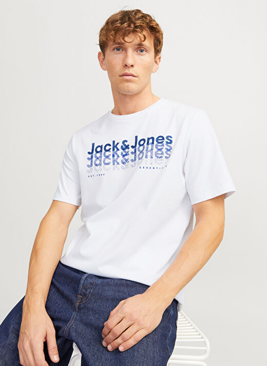 Jack & Jones Beyaz Erkek Standart T-Shirt 12269335_JJTEX TEE SS CREW NECK 3