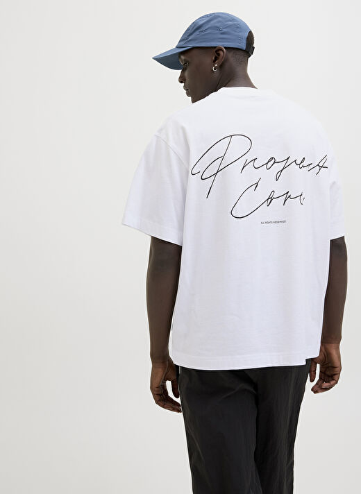 Jack & Jones Beyaz Erkek Oversize T-Shirt 12273310_JCODYNAMIC SCRIPT TEE SS C 3