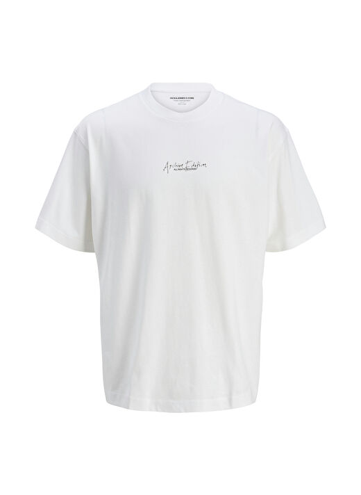 Jack & Jones Beyaz Erkek Oversize T-Shirt 12273211_JCOCHROME SILVER PRINT TEE 1