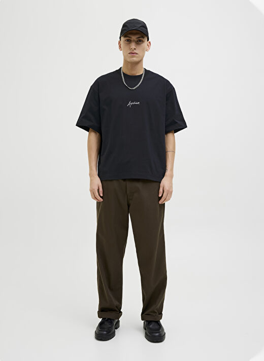 Jack & Jones Siyah Erkek Oversize T-Shirt 12273310_JCODYNAMIC SCRIPT TEE SS C 1