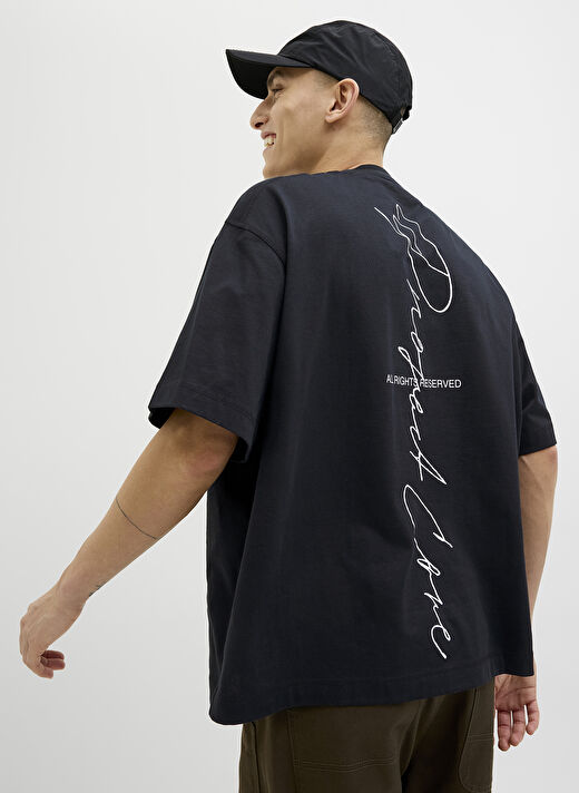 Jack & Jones Siyah Erkek Oversize T-Shirt 12273310_JCODYNAMIC SCRIPT TEE SS C 3