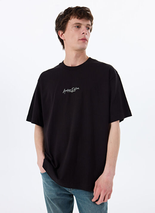 Jack & Jones Siyah Erkek Oversize T-Shirt 12273211_JCOCHROME SILVER PRINT TEE 2
