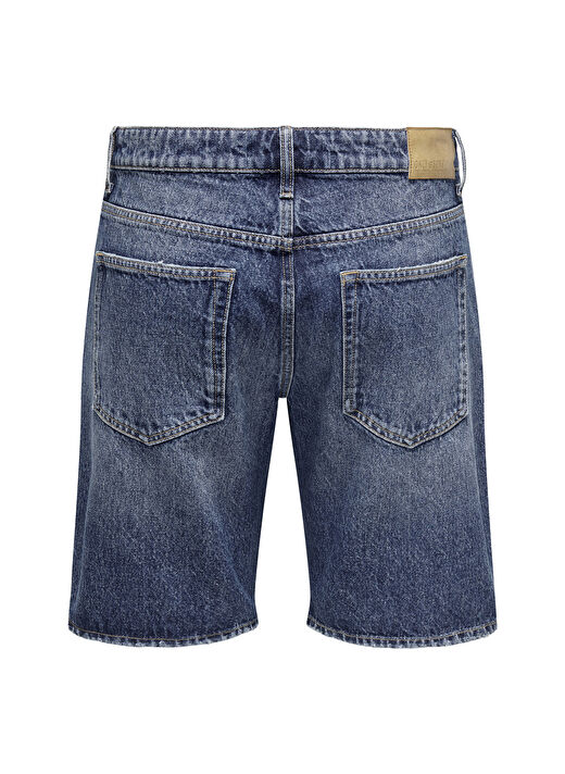 Only & Sons Mavi Erkek Rahat Taşlamalı Denim Şort ONSEDGE MBD 9179 TAI DNM SHORTS 2