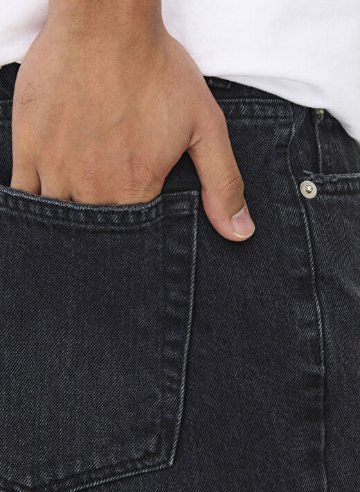 Only & Sons Siyah Erkek Rahat Taşlamalı Denim Şort ONSEDGE BLACK 2047 TAI DNM SHORTS N 4