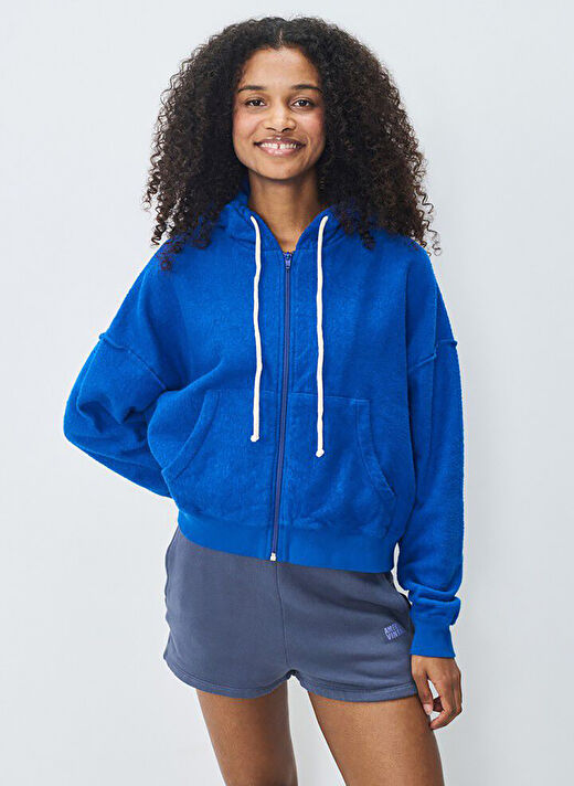 American Vintage Mavi Kadın Yuvarlak Yaka Regular Fit Sweatshirt BOBY03FE25_BLEU DE PRU 2