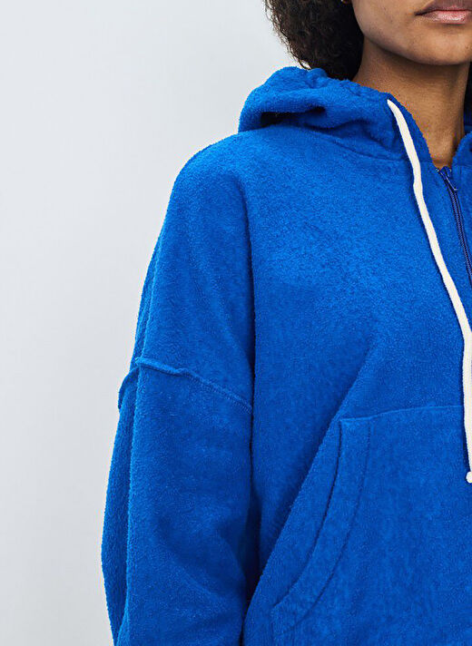 American Vintage Mavi Kadın Yuvarlak Yaka Regular Fit Sweatshirt BOBY03FE25_BLEU DE PRU 3