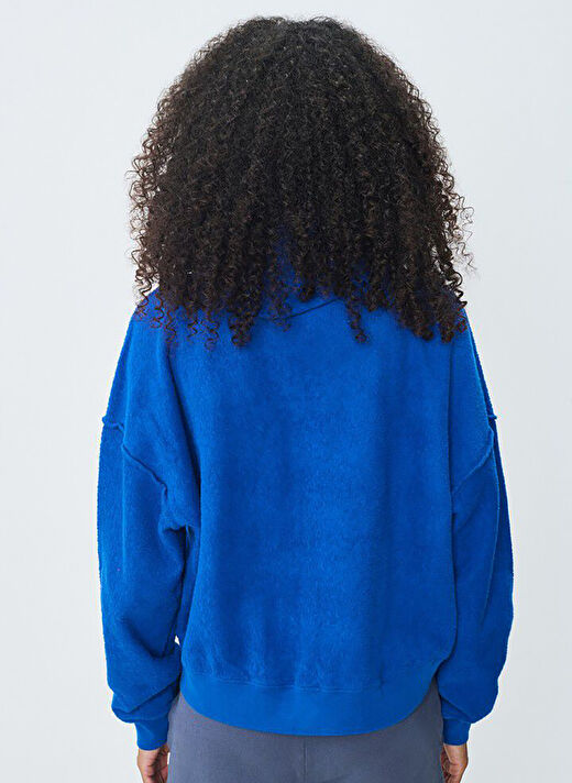 American Vintage Mavi Kadın Yuvarlak Yaka Regular Fit Sweatshirt BOBY03FE25_BLEU DE PRU 4