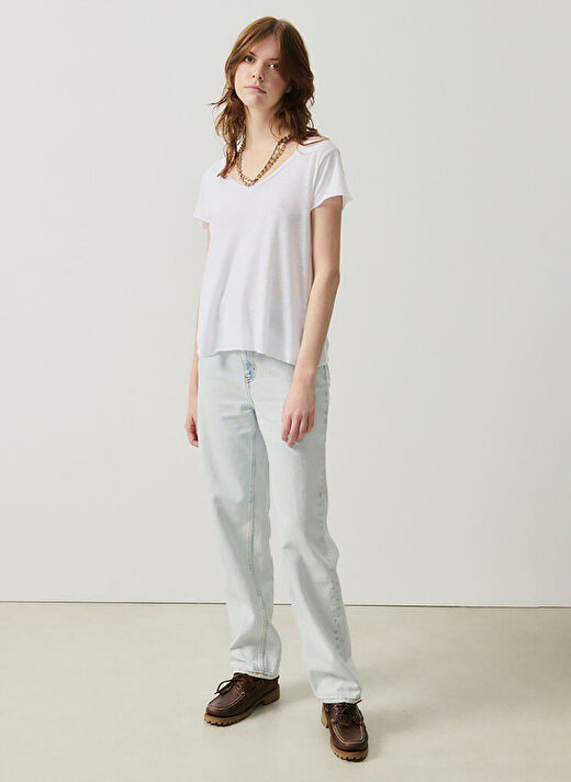 American Vintage Beyaz Kadın Oversize T-Shirt JAC51E25_BLANC 1