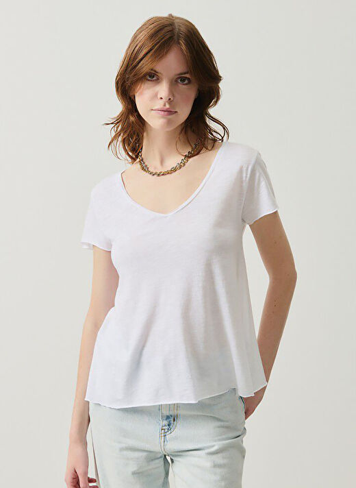 American Vintage Beyaz Kadın Oversize T-Shirt JAC51E25_BLANC 2