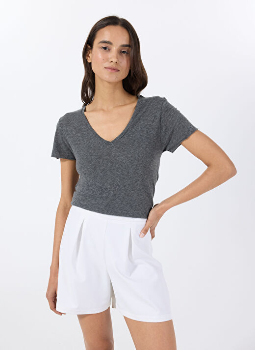 American Vintage Antrasit Kadın Oversize T-Shirt JAC51E25_ANTHRACITE CH 3