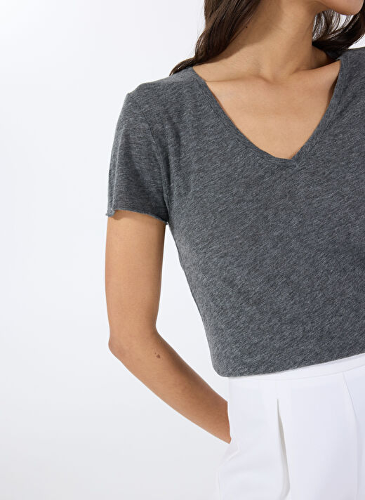 American Vintage Antrasit Kadın Oversize T-Shirt JAC51E25_ANTHRACITE CH 4