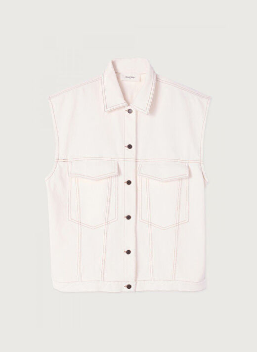 American Vintage Bej Kadın Geniş Fit Yelek JOZ16AE25_OFF WHITE 1