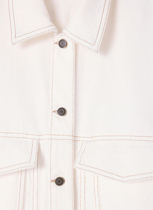American Vintage Bej Kadın Geniş Fit Yelek JOZ16AE25_OFF WHITE 2