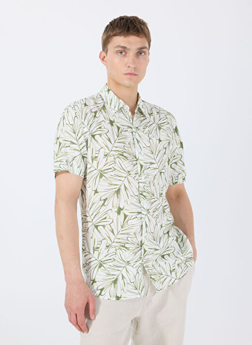 Guess Yeşil Erkek Standart Desenli Gömlek M5GH75WD4Z2P8GS SS ECO RAYON OIL 1