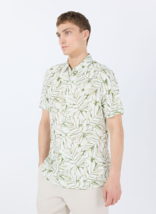 Guess Yeşil Erkek Standart Desenli Gömlek M5GH75WD4Z2P8GS SS ECO RAYON OIL 3