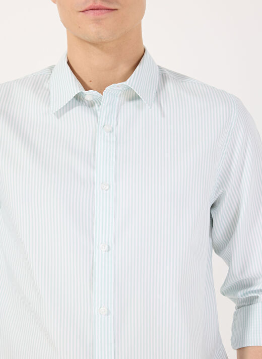 Guess Yeşil Erkek Standart Desenli Gömlek M5RH75WH0Z0G8CV LS OXFORD STRIPE 4