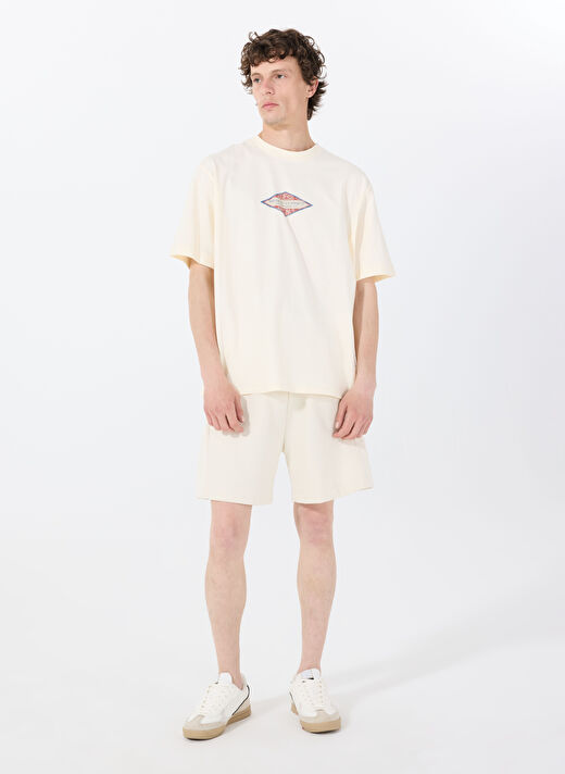 Guess Ekru Erkek Oversized Desenli T-Shirt M5GI64K8FQ4G053 GO TRADEMARK TEE 2