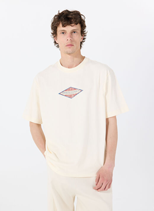 Guess Ekru Erkek Oversized Desenli T-Shirt M5GI64K8FQ4G053 GO TRADEMARK TEE 3