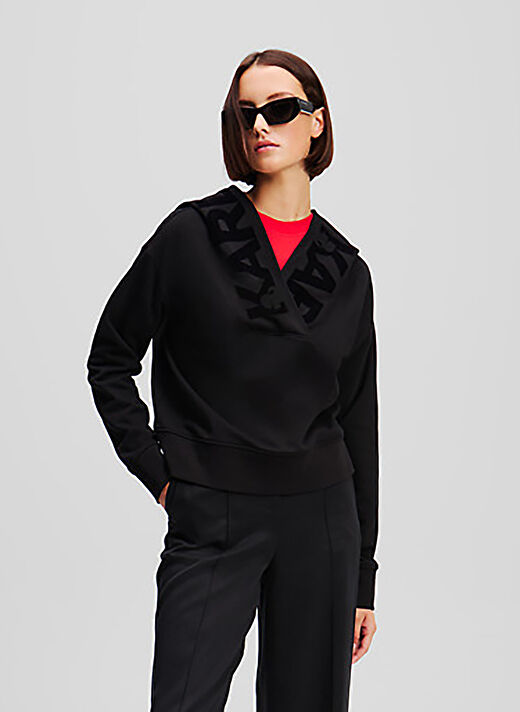 KARL LAGERFELD Siyah Kadın Kapüşon Normal Sweatshirt A1W20064 1