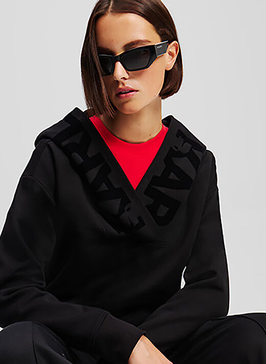 KARL LAGERFELD Siyah Kadın Kapüşon Normal Sweatshirt A1W20064 2