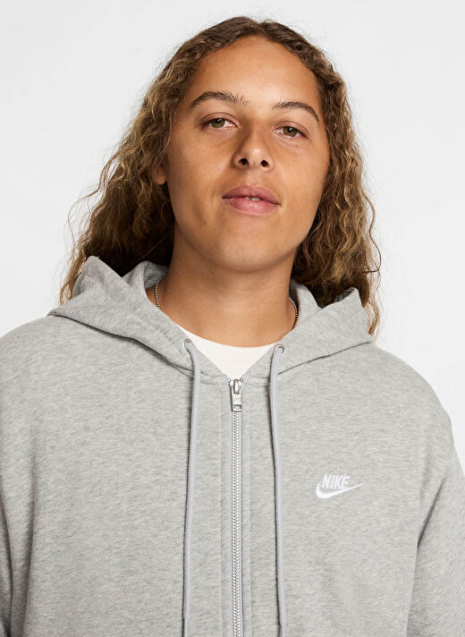 Nike FN3884-063 M NK CLUB FT FZ HOODIE Siyah Kapüşon Yaka Normal Kalıp Erkek Zip Ceket 2