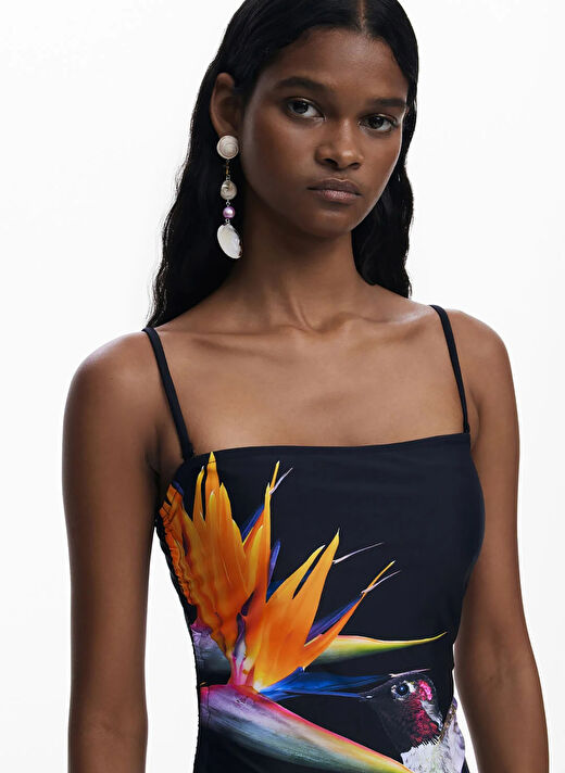 Desigual Siyah Kadın Dar Desenli Mayo 25SWMK10 3