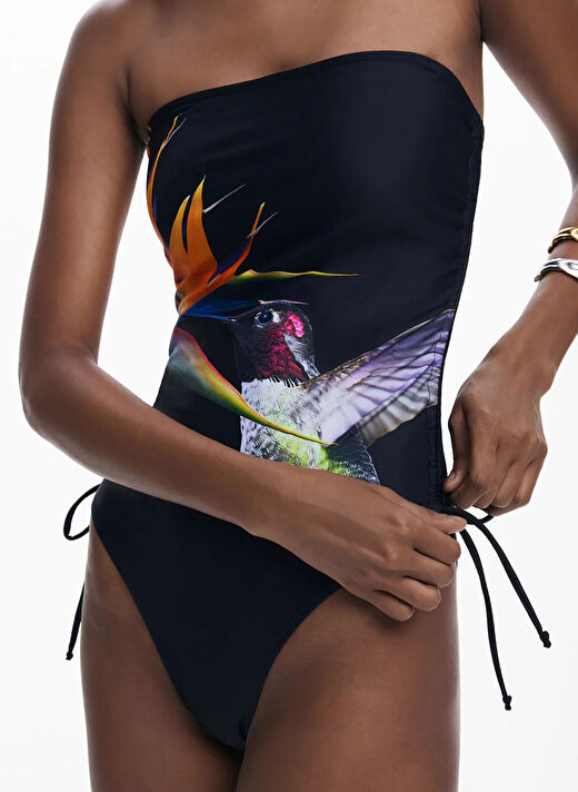 Desigual Siyah Kadın Dar Desenli Mayo 25SWMK10 4