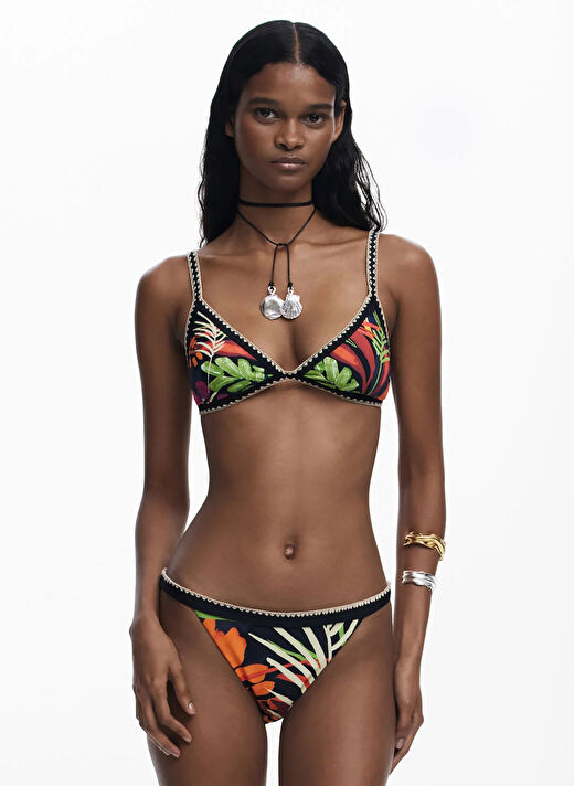 Desigual Siyah Kadın Desenli Bikini Alt 25SWMK06 2
