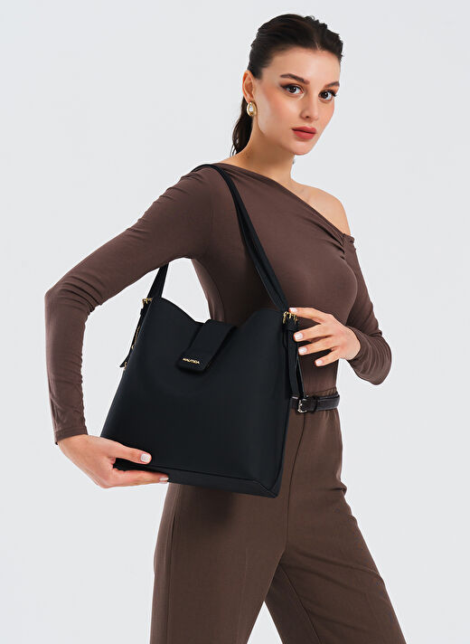 Nautica Siyah Kadın 29x12x29 cm Omuz Çantası CN7119T 3