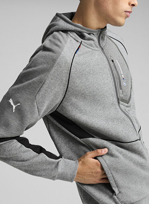 Puma 63061503 BMW MMS HOODED SWEAT JACKE Gri Kapüşon Yaka Regular Fit Erkek Zip Ceket 2