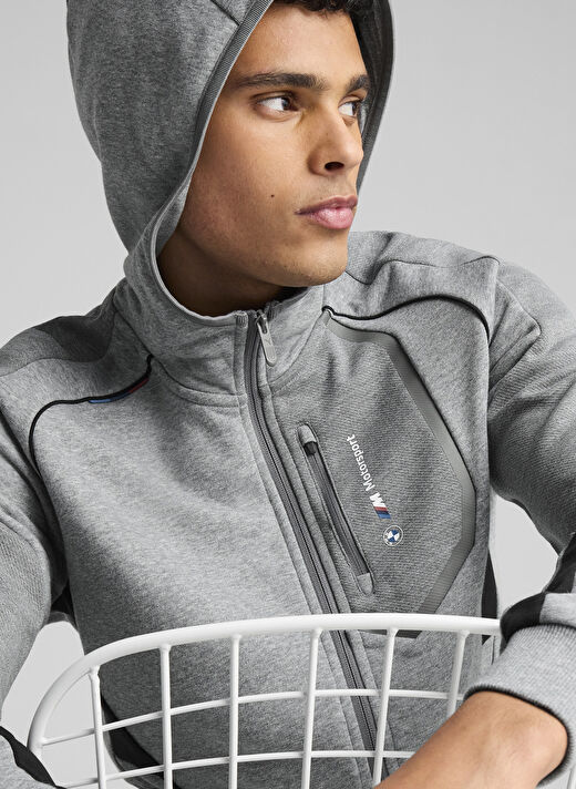 Puma 63061503 BMW MMS HOODED SWEAT JACKE Gri Kapüşon Yaka Regular Fit Erkek Zip Ceket 3