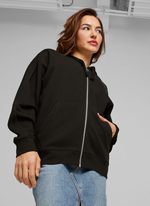 Puma 67788201 HER Full-Zip Hoodie PUMA B Siyah Kapüşon Yaka Regular Fit Kadın Zip Ceket 2