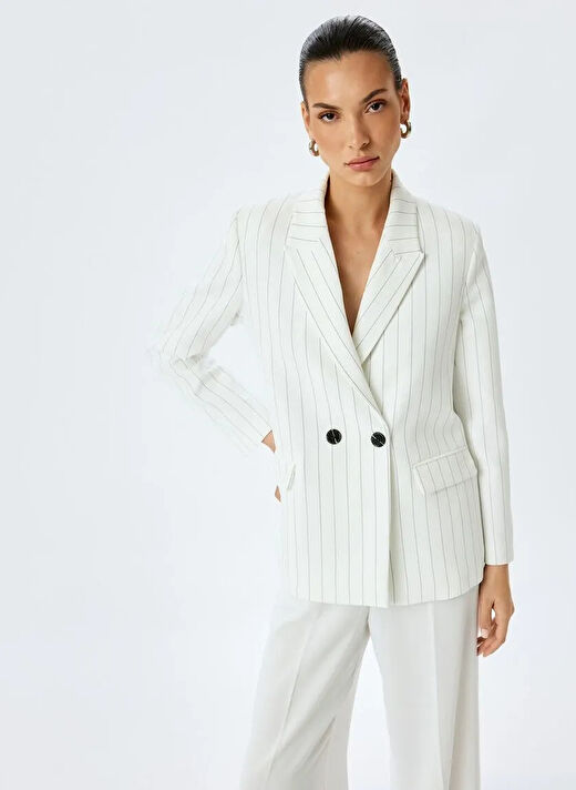 Koton Beyaz Kadın Standart Blazer 5SAK50028UW 2