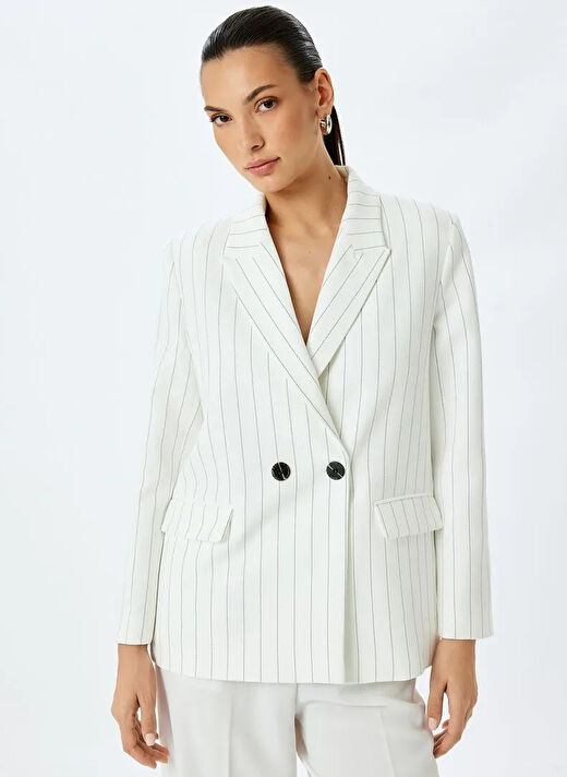 Koton Beyaz Kadın Standart Blazer 5SAK50028UW 3