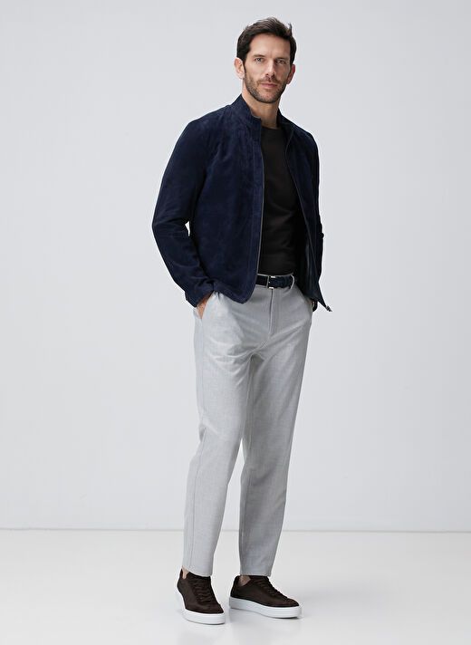 Network Lacivert Erkek Slim Fit Deri Mont 1094014 4