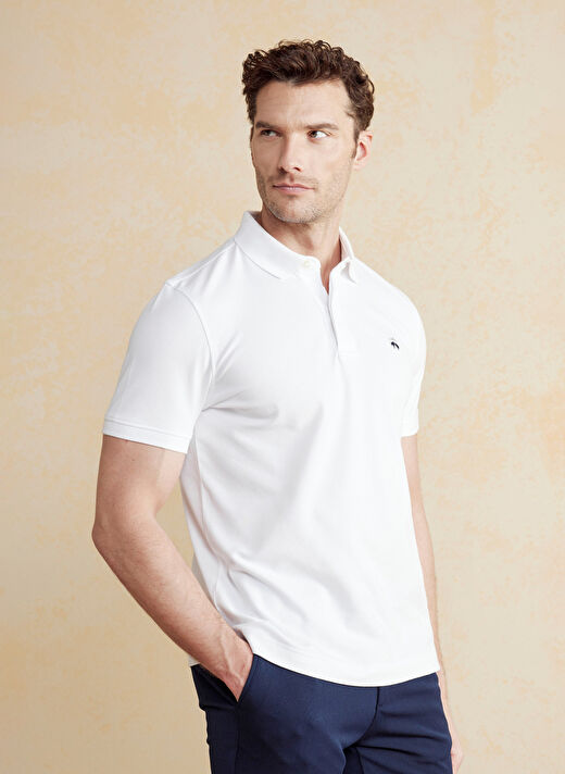 Brooks Brothers Beyaz Erkek Standart T-Shirt BBSS25MTS010 2