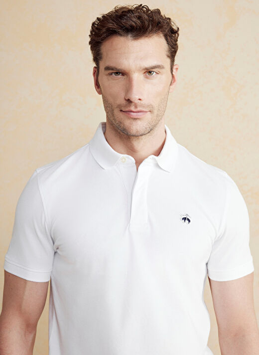Brooks Brothers Beyaz Erkek Standart T-Shirt BBSS25MTS010 4