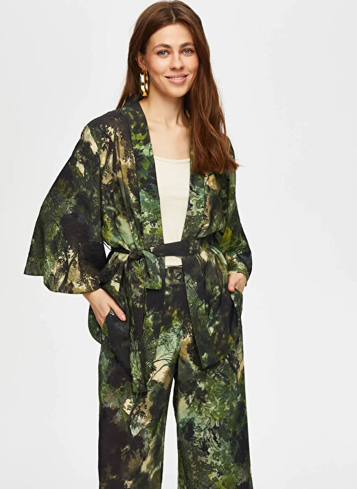 Faik Sönmez Haki Kadın Ata Comfort Fit Kimono US25KMN002 3