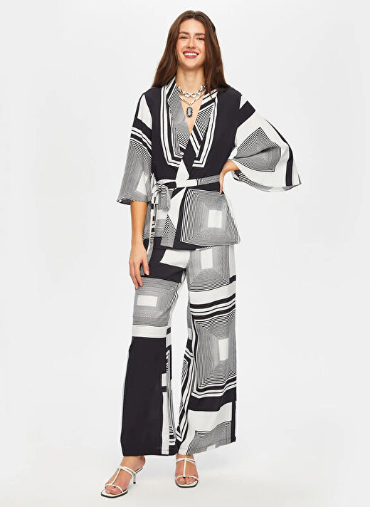 Faik Sönmez Siyah Kadın Ata Comfort Fit Kimono US25KMN003 2