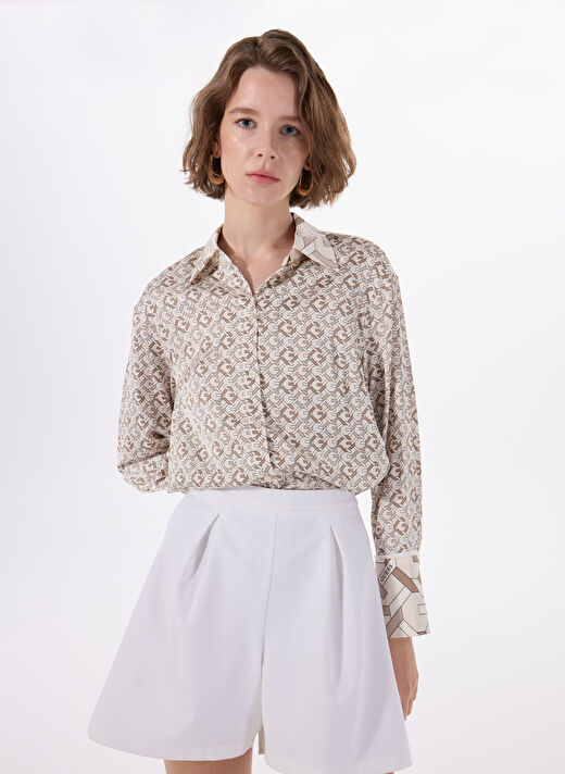 Guess Çok Renkli Kadın Slim Fit Gömlek LS ALEXANDRA SHIRT - RECY POLY UMA 2