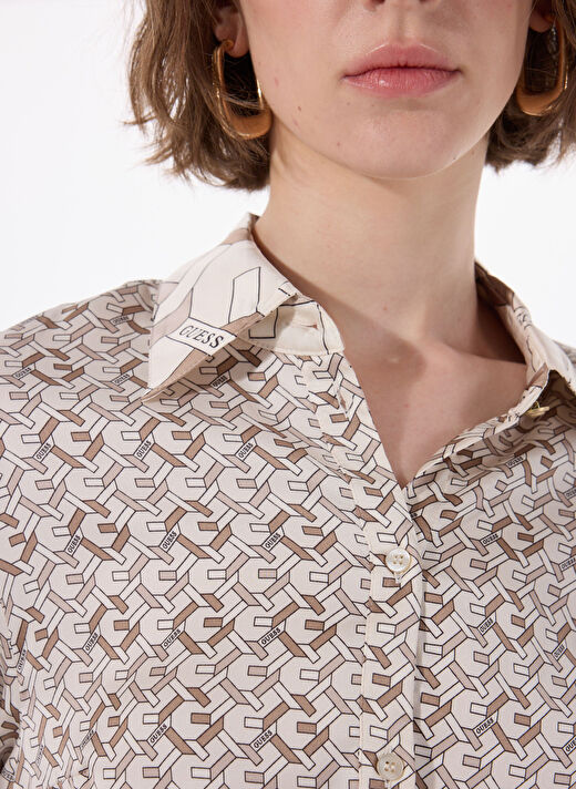 Guess Çok Renkli Kadın Slim Fit Gömlek LS ALEXANDRA SHIRT - RECY POLY UMA 3