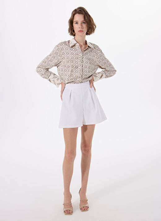 Guess Çok Renkli Kadın Slim Fit Gömlek LS ALEXANDRA SHIRT - RECY POLY UMA 4