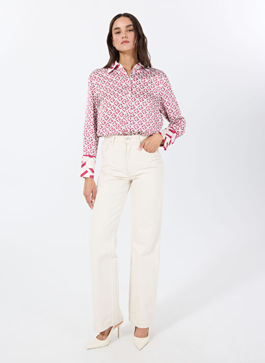 Guess Pembe Kadın Slim Fit Gömlek LS ALEXANDRA SHIRT - RECY POLY UMA 2