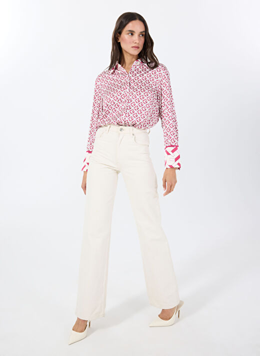 Guess Pembe Kadın Slim Fit Gömlek LS ALEXANDRA SHIRT - RECY POLY UMA 3