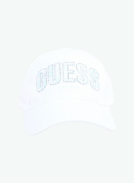 Guess Beyaz Kadın Nakışlı Şapka INES COTTON CAP - SIMPLE TWILL 1