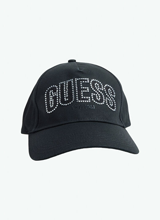 Guess Siyah Kadın Nakışlı Şapka INES COTTON CAP - SIMPLE TWILL 1