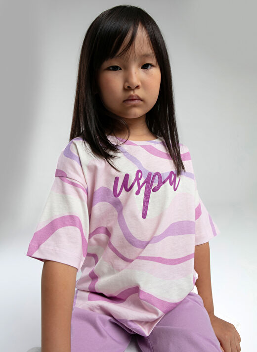 U.S. Polo Assn. Pembe Kız Çocuk Baskılı Pijama Takımı US2062 2